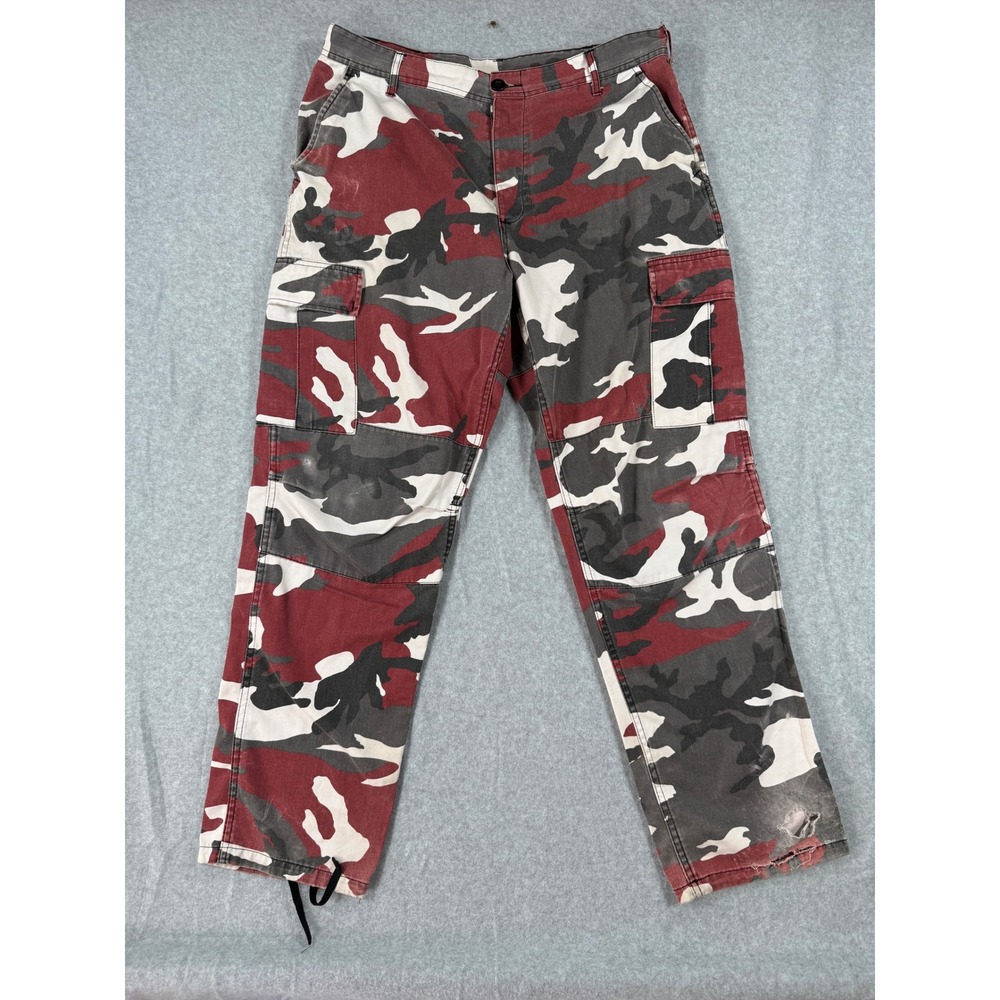 Rothco Large Red Camo Cargo Pants Streetwear Cotton Blend Distressed BDU